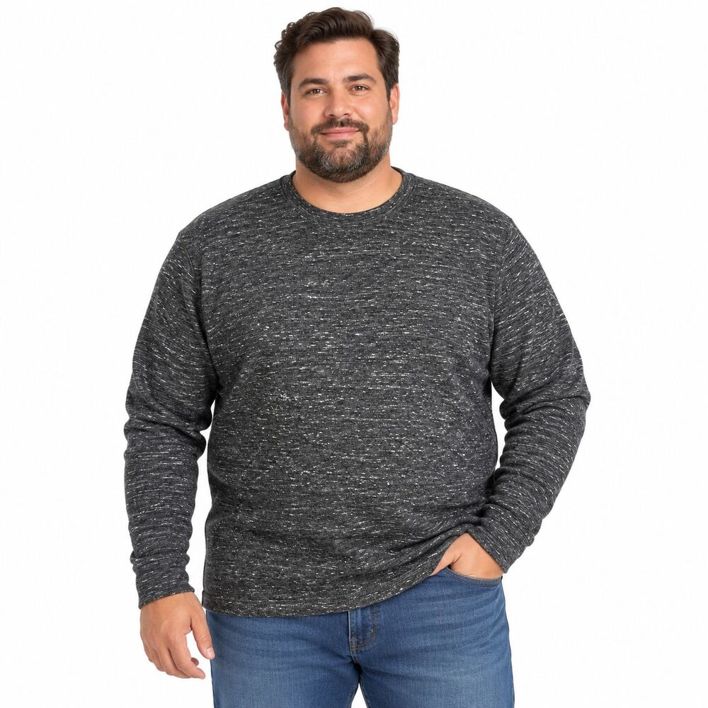 Urban Pipeline Ultimate Supersoft Men XXL Black Heather Crewneck Long Sleeve To